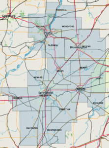 Detail map of Central Illinois region