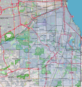 Detail map of Chicago South region