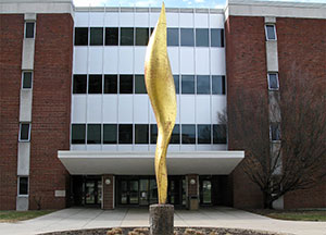 Stephenson Flame sculpture at Illinois State University.