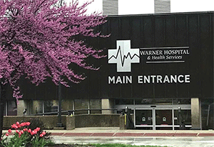 Main entrance of Warner Hospital.