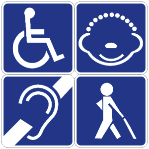 Icons from the flyer for Living With a Disability: A Patient’s Perspective, a presentation by Lee Krizka.