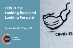 Poster for Dr. Ron Hershow's webinar, COVID-19: Looking Back and Looking Forward