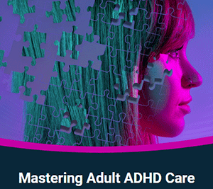 Jigsaw puzzle of a woman's head splintering apart - image from promotion for Mastering Adult ADHD Care.