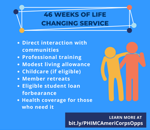 AmeriCorps poster describing 46 weeks of life changing service.