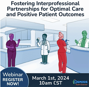 Graphic for Fostering Interprofessional Partnerships for Optimal Care and Positive Patient Outcomes webinar.