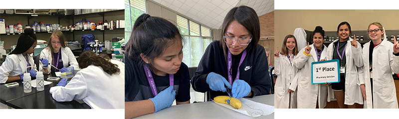 Scenes from a recent Rural Health Careers Camp.