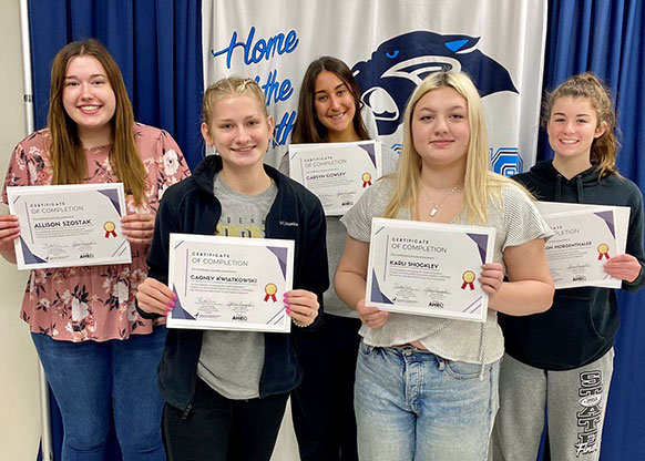 South Central's 2021-22 Career Exploration students (from left) Allison Szostak, Cagney Kwiatowski, Carsyn Cowley, Karli Shockley, and Madison Morgenthaler.