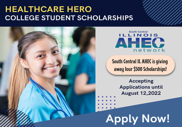 Poster for South Central AHEC college healthcare heroes award.