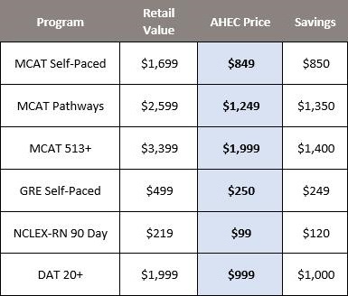 Discounts available through AHEC for exam prep courses.