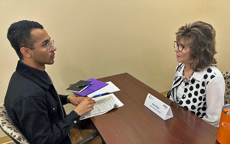 Two participants engage in a discussion as part of Underrepresented in Healthcare: An Intercultural Exploration of American Healthcare.