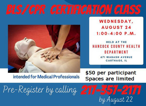 Poster for BLS/CPR certification class.