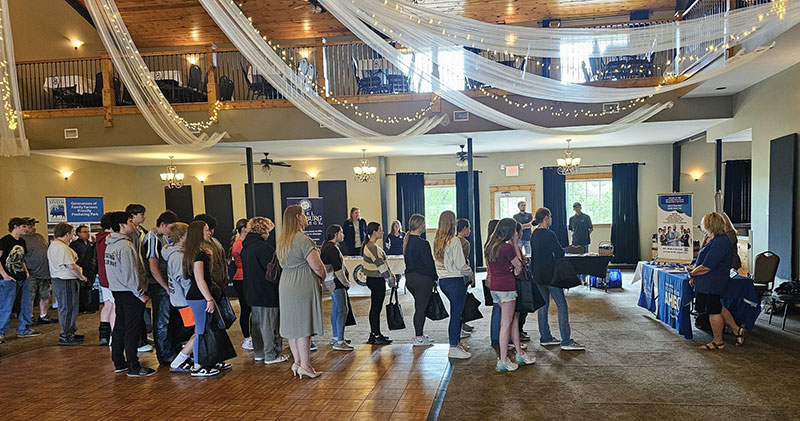 Eight graders participate in health career exploration event at Lake Hill Winery, May 2024.