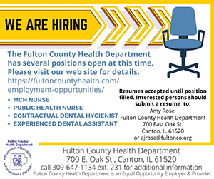 The Fulton County Health Department is hiring.